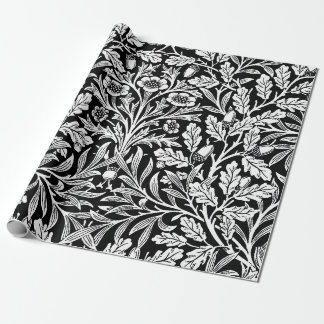 Mirrors's Acorns and Oak Leaves Black & White Wrapping Paper
