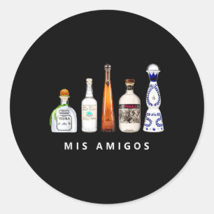 Mis Amigos Tequila Funny Cinco De Mayo Mexican Par Classic Round Sticker