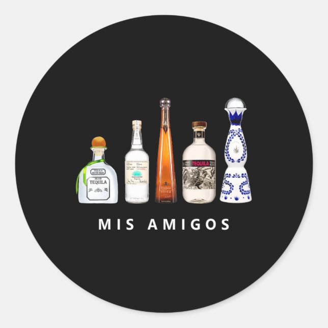 Mis Amigos Tequila Funny Cinco De Mayo Mexican Par Classic Round Sticker (Front)