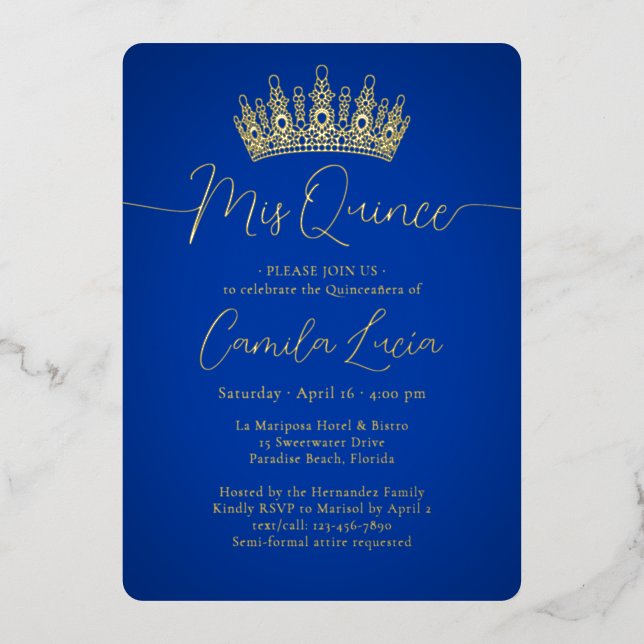 Mis Quince 3 Photo Collage Quinceañera Royal Blue (Front)