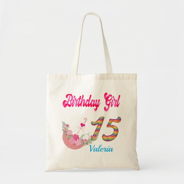 Mis Quince Años Colourful Birthday Girl Custom  Tote Bag (Front)