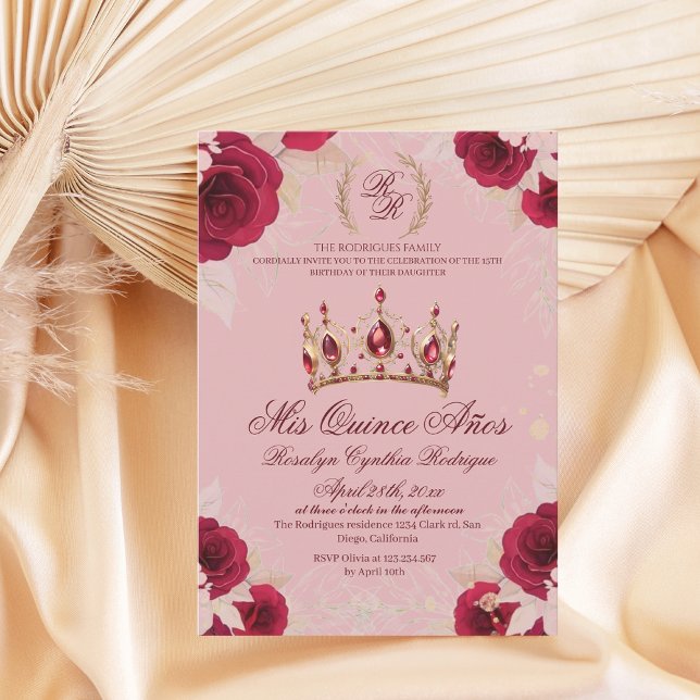  Mis Quince Anos Elegant 15th Birthday Invitation (Creator Uploaded)