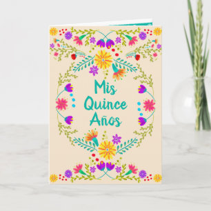Mis Quince Anos Floral Champagne Quinceanera Party Invitation
