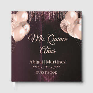 Mis Quince Años Guest Book | Elegant Green & Gold
