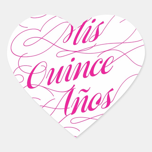 Mis Quince Años Heart Sticker Pink | Quinceañera (Front)