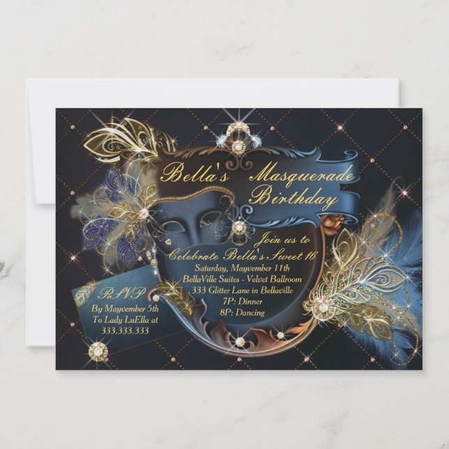 Mis Quince Anos, Masquerade Party Invitations (Back)