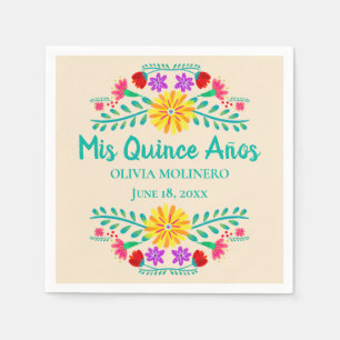 Mis Quince Anos Mexican Champagne Quincenera Napkin