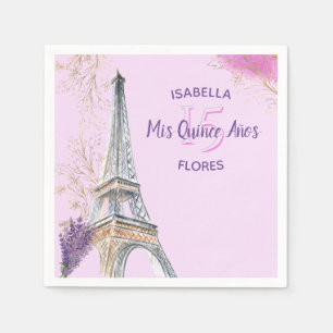 Mis Quince Anos Paris Theme Pink Gold Eiffel Tower Napkin