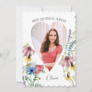 Mis Quince Anos Photo Wildflower Quinceanera Invitation