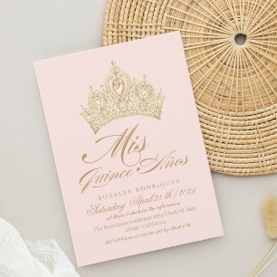 Mis Quince Anos Pink Gold Elegant Invitation