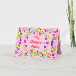 Mis Quince Anos Pink Quinceanera Floral Mexican Invitation