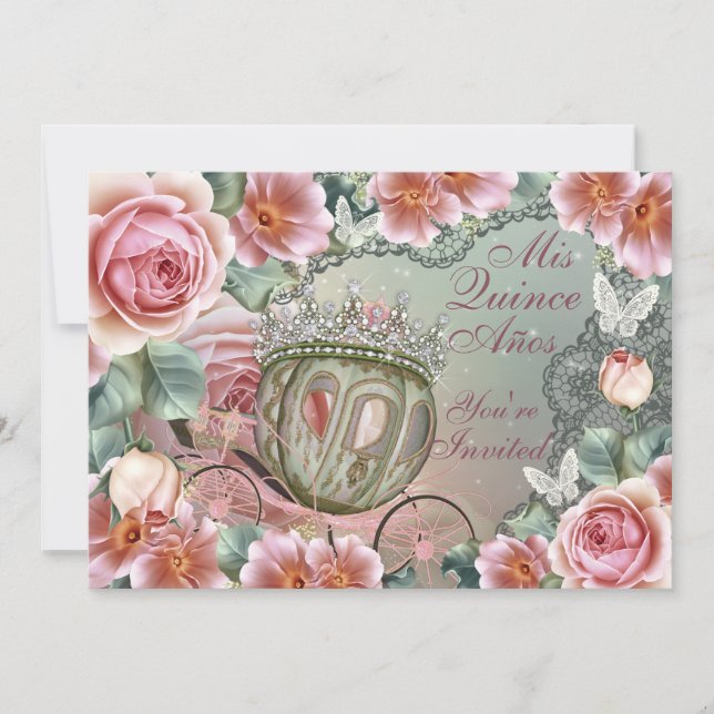 Mis Quince Anos, Princess Birthday Invitation (Front)