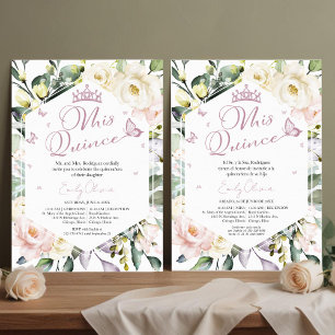 Mis Quince Butterfly Floral Quinceañera Bilingual Invitation