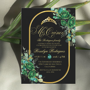 Mis Quince Emerald Green flowers 15th Birthday  Invitation
