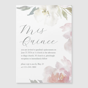 Mis Quince Floral 15 Years Birthday Quinceañera Magnetic Invitation