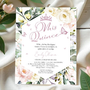 Mis Quince Floral Quinceañera Spanish Invitation