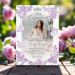Mis Quince Photo Invitation Spanish Lavender