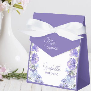 Mis Quince Purple Peri Floral Quinceanera Party Favour Box