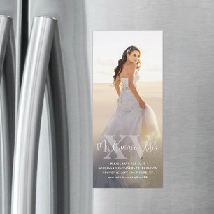 Mis XV Años Save the Date Chic Quinceañera Photo Magnetic Invitation