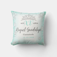 Mis XV Winter Wonderland Quinceañera Crown Pillow