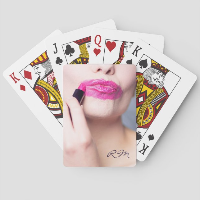 Misapplied Lipstick custom monogram playing cards (Back)