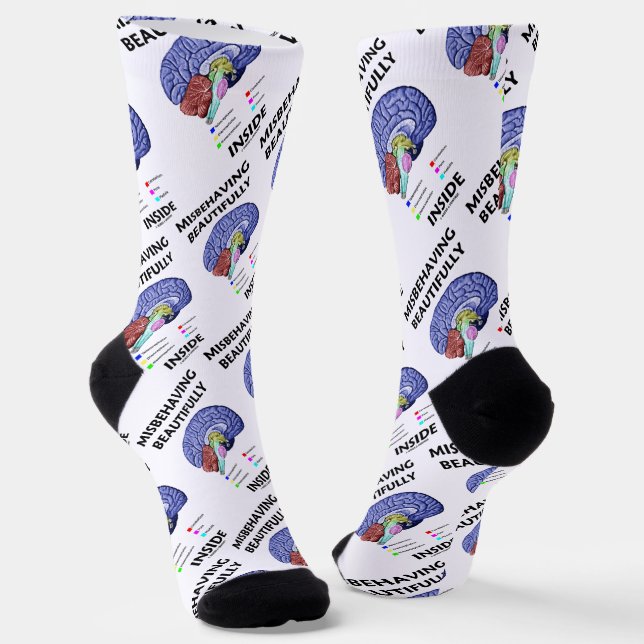 Misbehaving Beautifully Inside Anatomical Brain Socks (Angled)