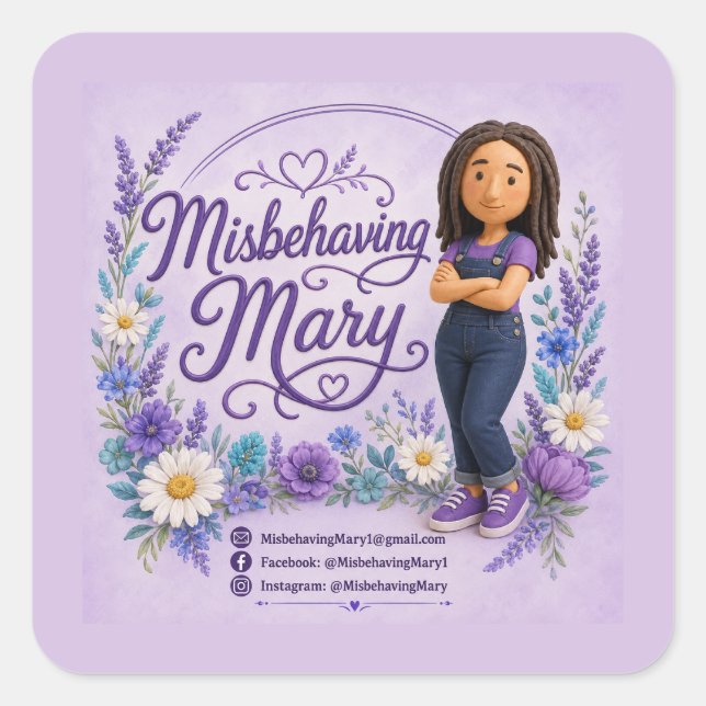 Misbehaving Mary Profile Card Square Sticker (Front)