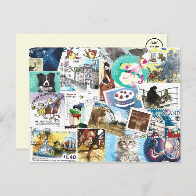 Misc Postage Stamps Postcard (Front/Back)