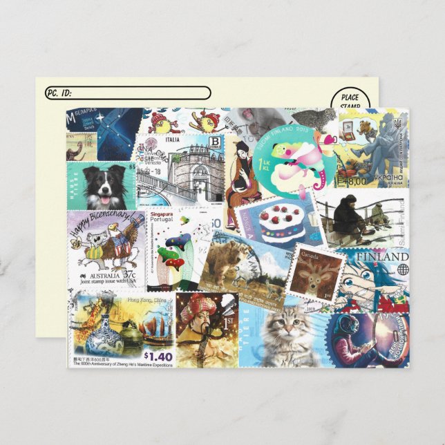 Misc Postage Stamps Postcard (Front/Back)