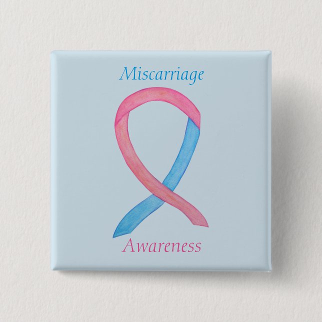 Miscarriage Awareness Ribbon Custom Art Pins (Front)