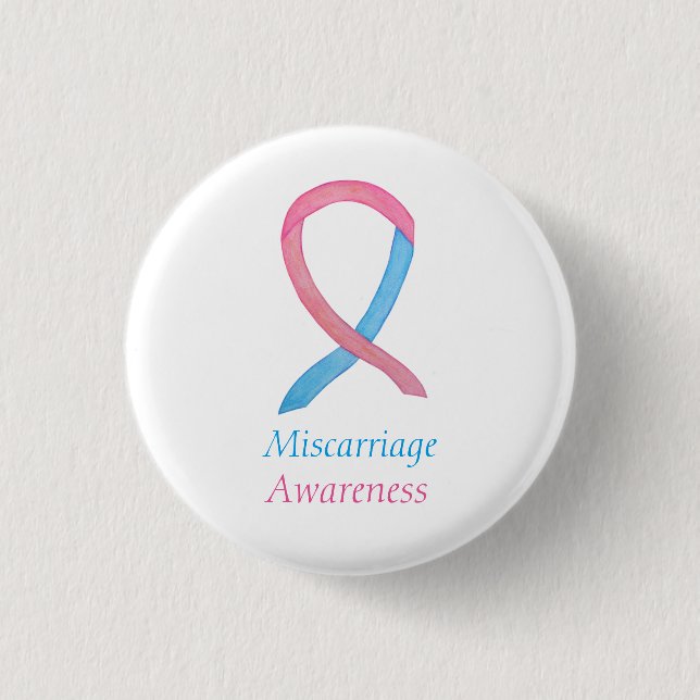 Miscarriage Awareness Ribbon Custom Art Pins (Front)