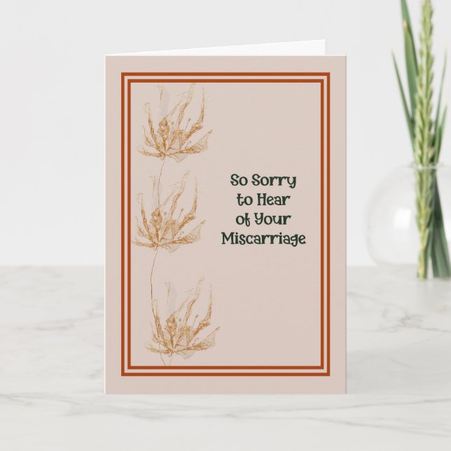 Miscarriage Card in Gold Coloured Smoke Flowers (Front)