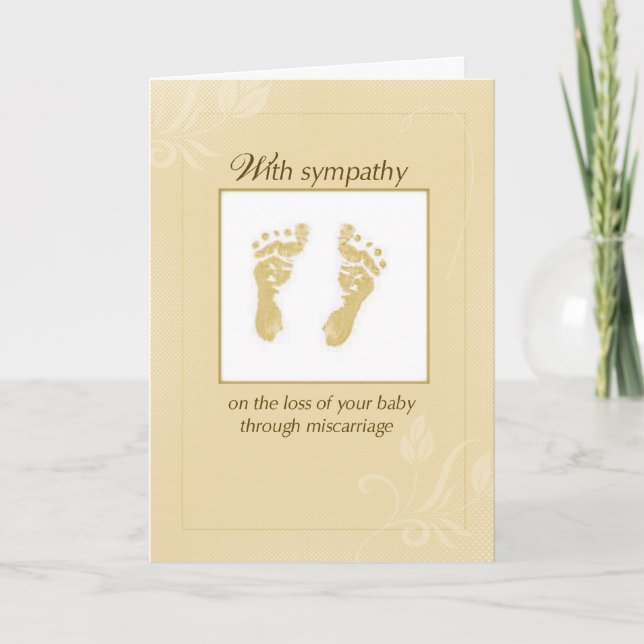 Miscarriage Sympathy and Support, Yellow Footprint Card (Front)