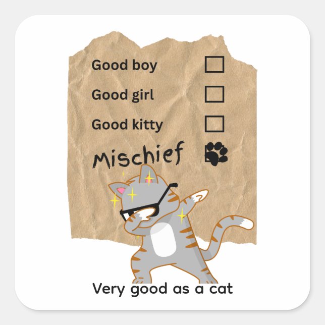 Mischeif cats square sticker (Front)