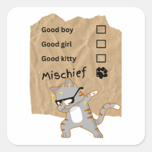 Mischeif cats square sticker