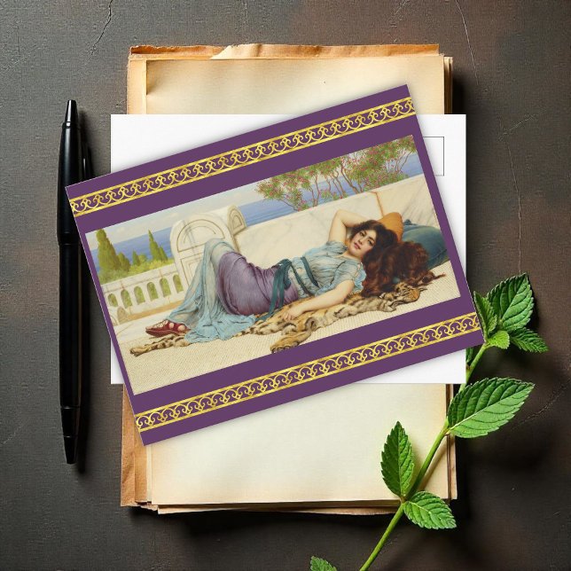 Mischief and Repose by John Godward Postcard (Creator Uploaded)