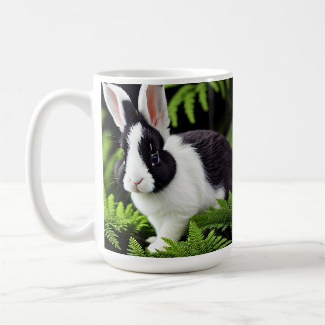 Mischief The Black And White Bunny, Mug (Left)