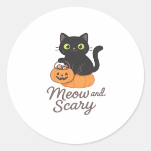 Mischievous Black Cat with Glowing Green Eyes on P Classic Round Sticker