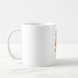 Mischievous Black Cat with Glowing Green Eyes on P Coffee Mug