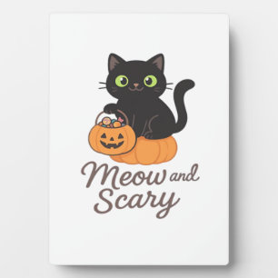 Mischievous Black Cat with Glowing Green Eyes on P Plaque