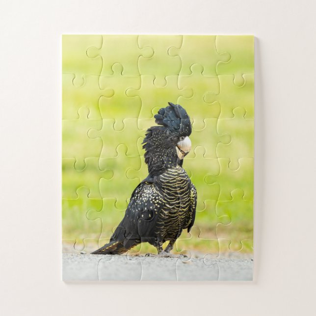Mischievous Black Cockatoo Portrait Jigsaw Puzzle (Vertical)