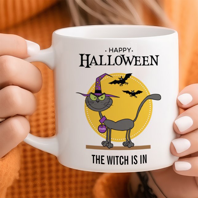Mischievous Cat Customisable Halloween Coffee Mug (Creator Uploaded)