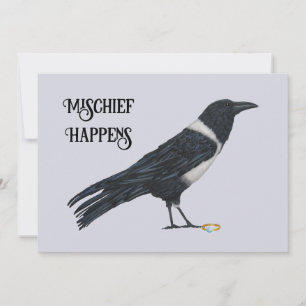 Mischievous Crow and Ring Flat Holiday Card