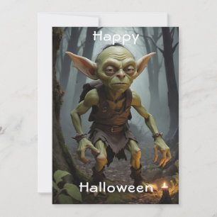 Mischievous Goblin Lurking in a Haunted Forest Invitation