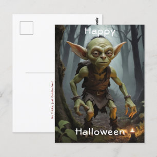 Mischievous Goblin Lurking in a Haunted Forest Postcard