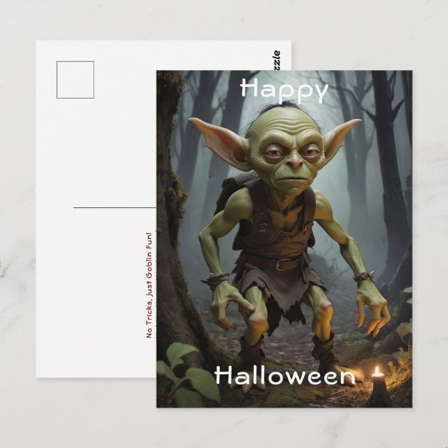 Mischievous Goblin Lurking in a Haunted Forest Postcard (Front/Back)