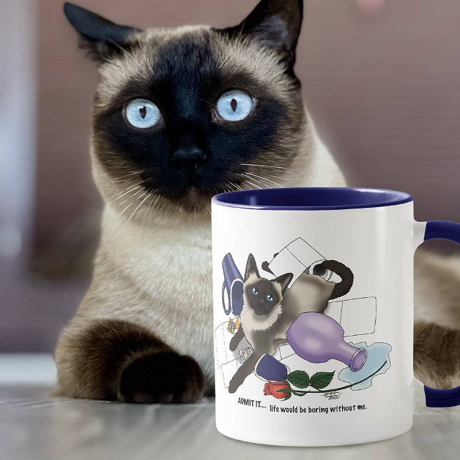 Mischievous Green Cheeky Siamese Cat Funny Mug (Creator Uploaded)