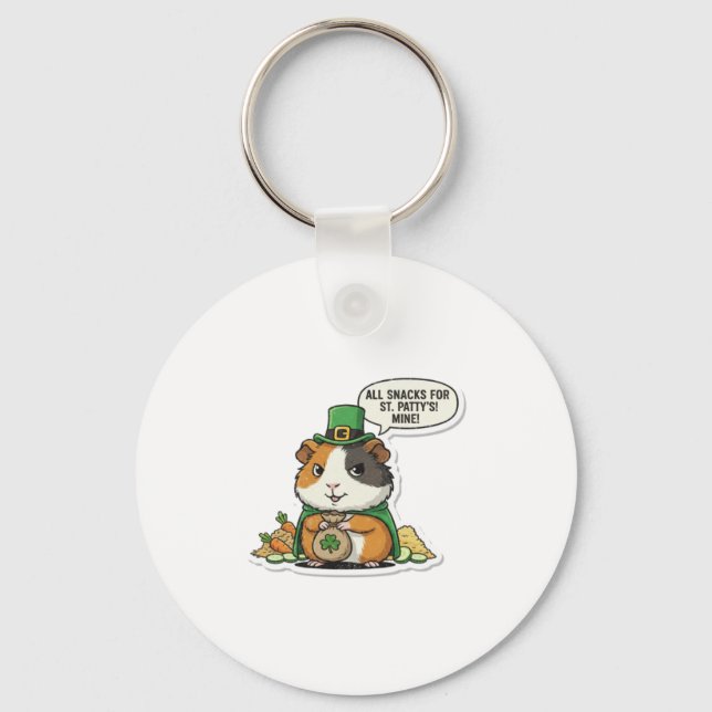 Mischievous Guinea Pig St.Patrick's Day Key Ring (Front)