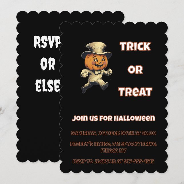Mischievous Jack o lantern Halloween Party Invitation (Front/Back)