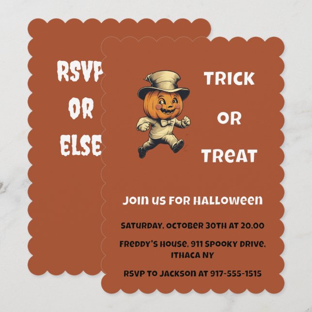 Mischievous Jack o lantern Halloween Party Invitation (Front/Back)